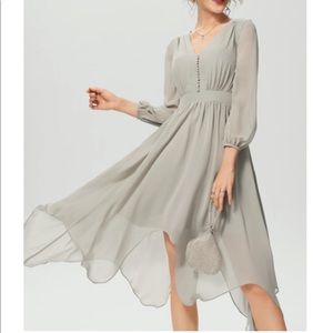 JJsHouse A-Line V-Neck Asymmetrical Chiffon Cocktail Dress with Ruffle